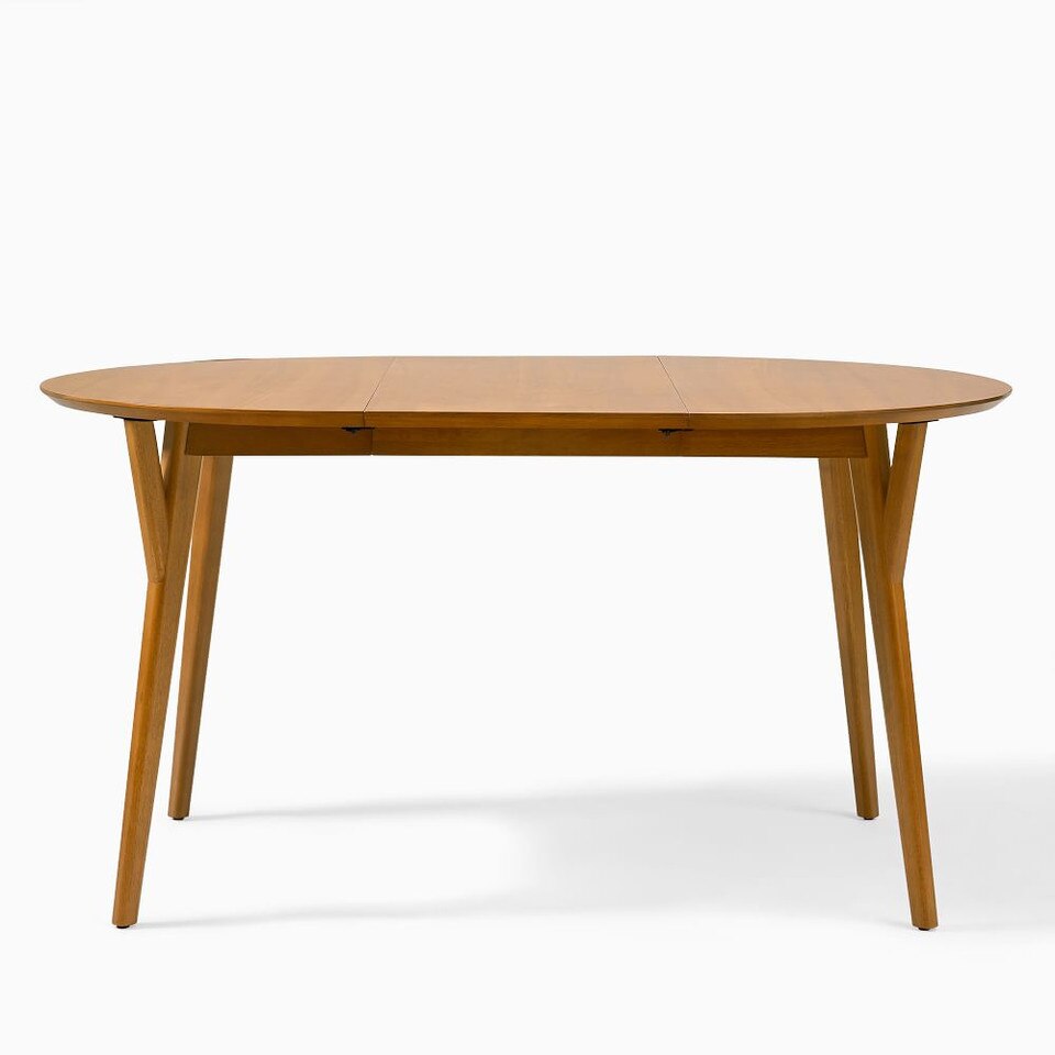 Mid-Century Rounded Expandable Dining Table (107 cm − 203 cm) - West Elm Australia